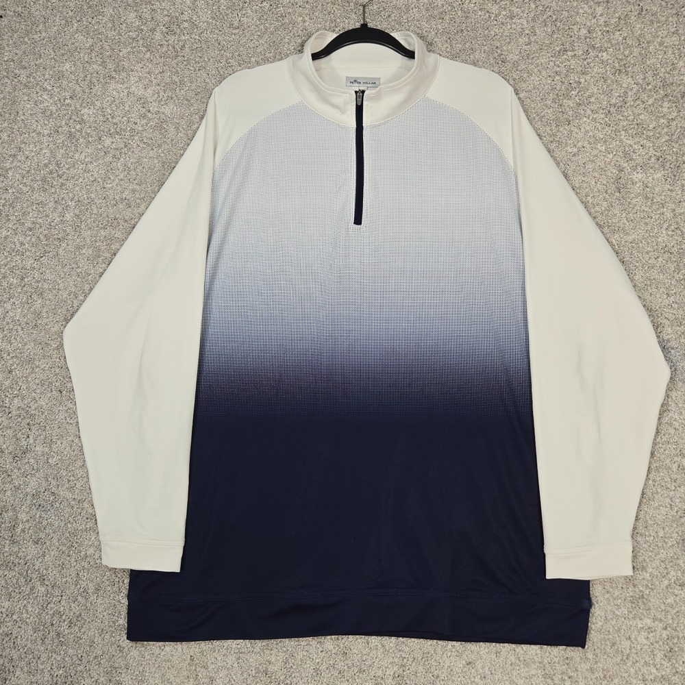 Peter Millar Perth Dip Dye ombre Performance golf 1/4 Zip mens 2XL blue white